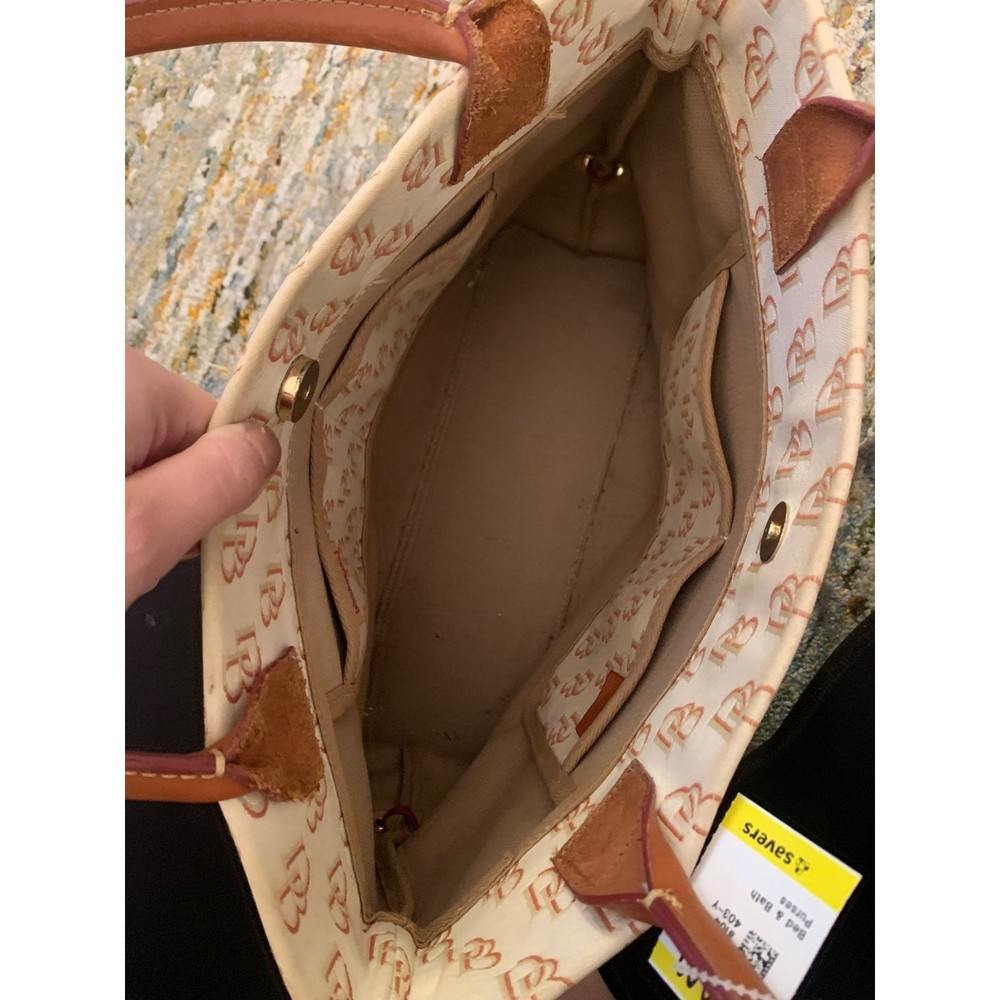 Vintage Cream and Gold Canvas Dooney and Bourke Tote - Picture 6 of 9